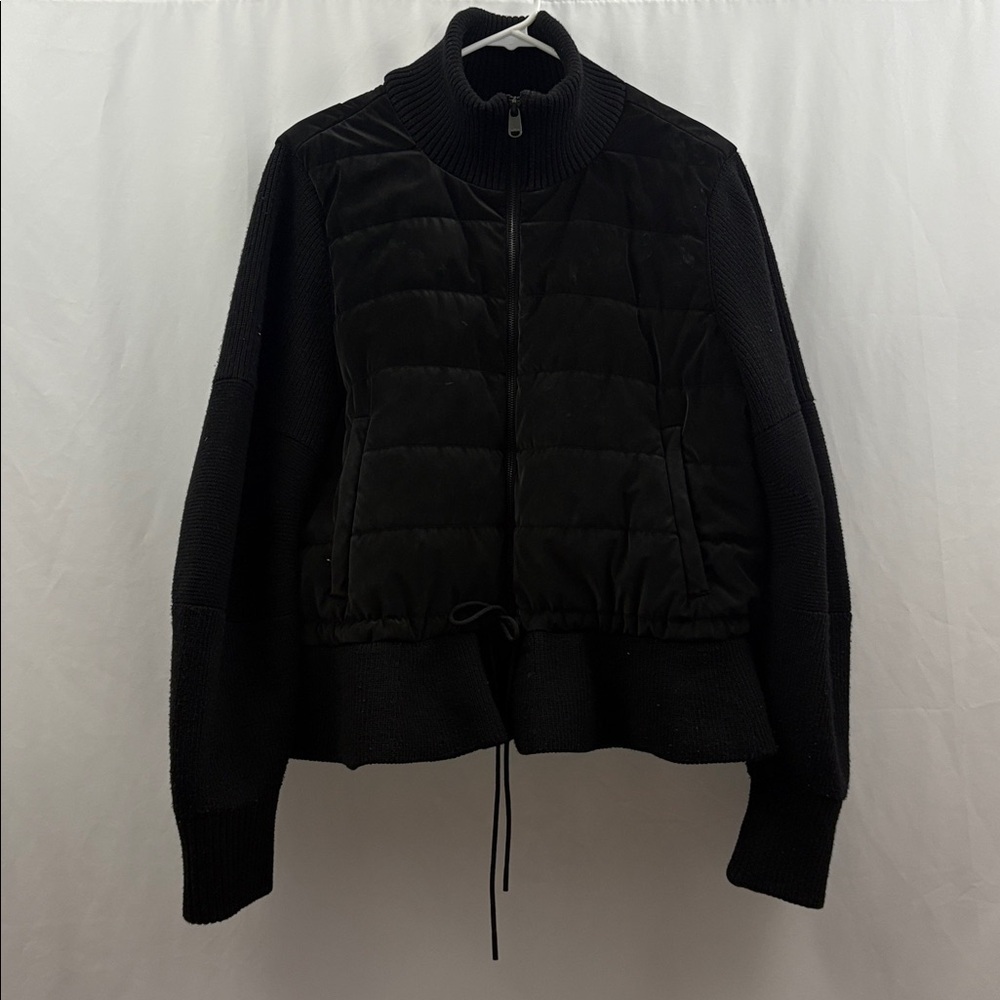 Athleta Hanover Hybrid Jacket Size XL /T Puffer Coat Black Merino Wool Blend